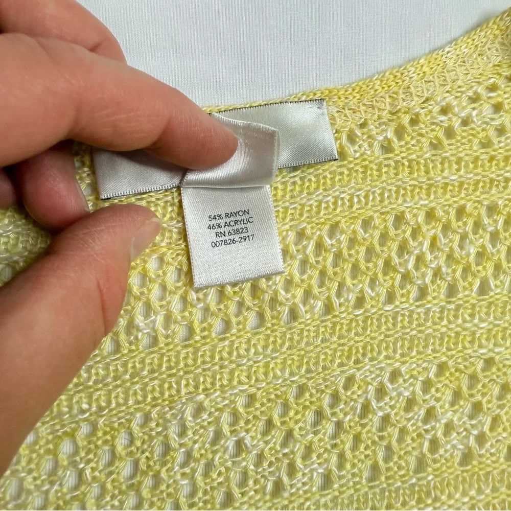 CJ BANKS butter Yellow Open Knit Cardigan‎ Petite X size coastal spring short